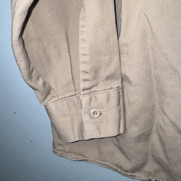 Bulwark ComforTouch Flame Resistant FR Button Up Long Sleeve Shirt Khaki Mens XL - Picture 4 of 8